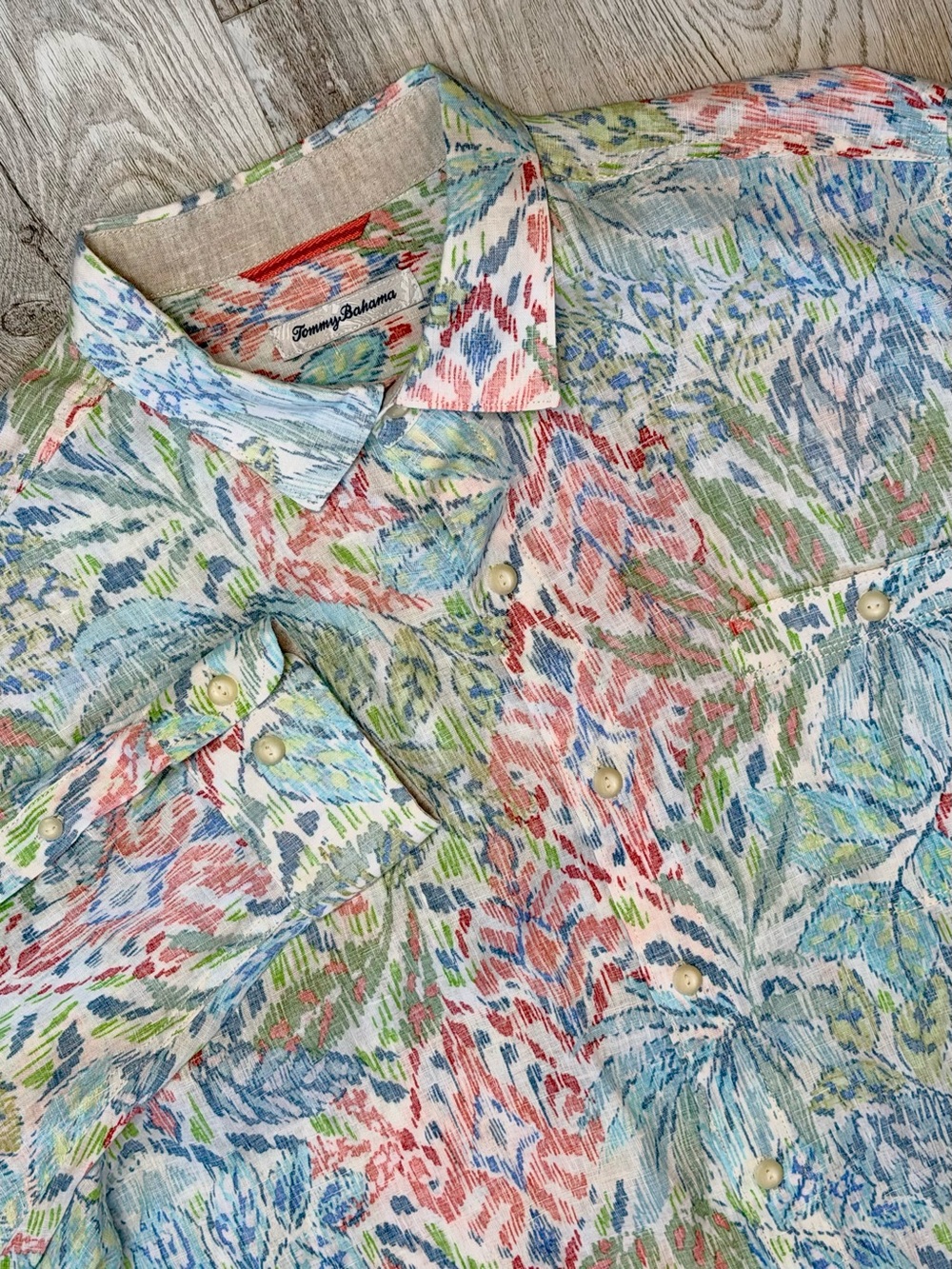 Tommy Bahama Fresca Gardens Long Sleeve Linen Floral Abstract Shirt Size XL